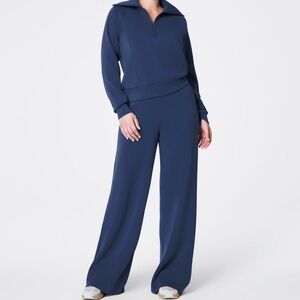 Spanx AirEssentials Wide Leg Pant AND Half Zip in Navy
